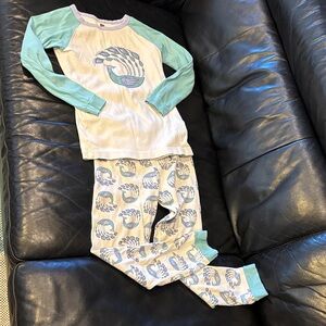 Tea Collection Peacock Pajama Set - Mint and Cream